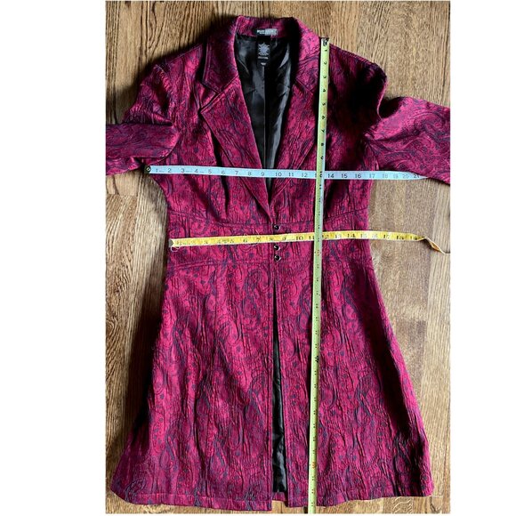 BISOU BISOU Paisley Blazer Jacquard Brocade Fitted Long Coat Dress 90s Red 8 - Picture 13 of 13